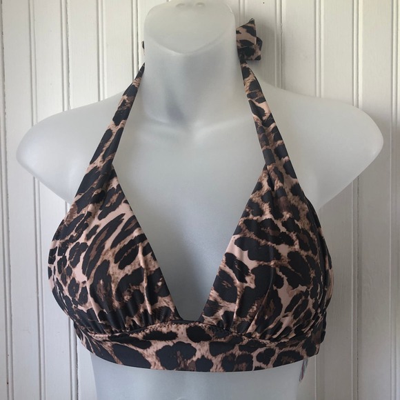 BAR III Retail $88 Beach Cheetah Halter Top High Waist Bottoms XSmall - Picture 2 of 5